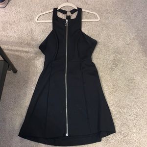 Free People high neck black zip up dress